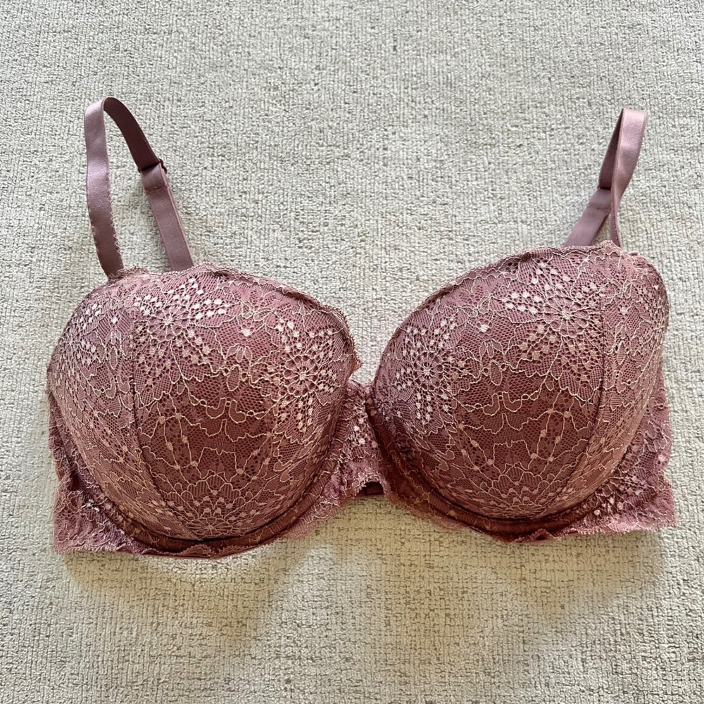 Victoria's Secret PINK Wear Everywhere Super Push Up Bra Lace Mauve 36DD